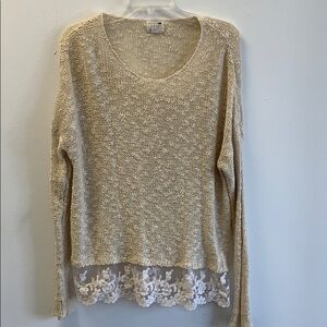 LA hearts sweater with lace trim